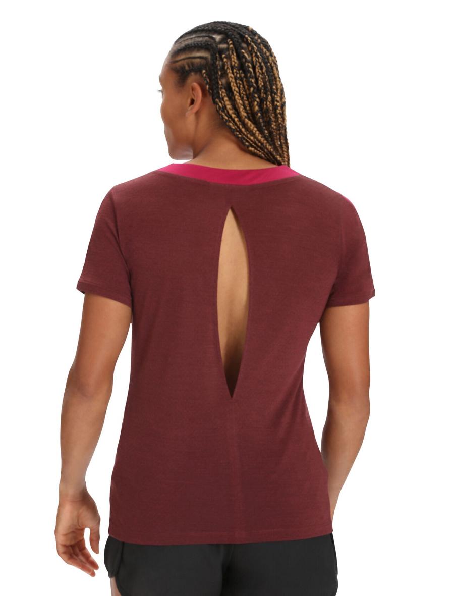 T Shirts Icebreaker ZoneKnit™ Merino Corta Sleeve Slit Back Femme Rose | FR 1602MQZA